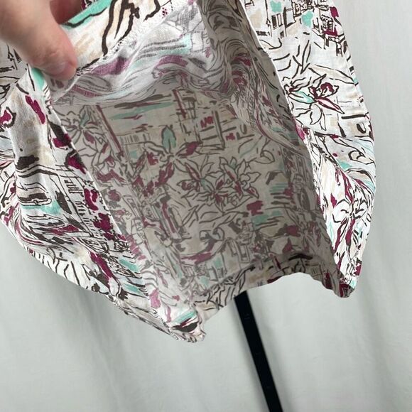 100% LINEN Printed Midi Skirt 4 - Picture 6 of 13